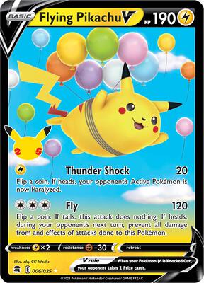 Pokemon,Celebrations,Flying Pikachu V - 006/025,Holofoil,Ultra Rare,Lightly Played