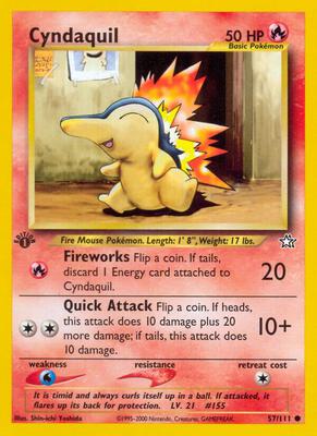 Pokemon,Neo Genesis,Cyndaquil (57) - 057/111,1st Edition,Common,Damaged