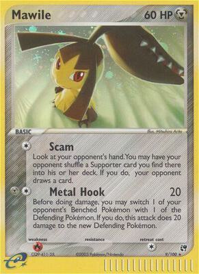 Pokemon,EX Sandstorm,Mawile - 9/100,Holofoil,Holo Rare,Heavily Played