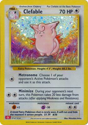 Pokemon,Trading Card Game Classic,Clefable - 014/034,Holofoil,Classic Collection,Near Mint