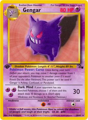 Pokemon,Fossil,Gengar (20) - 20/62,Unlimited,Rare,Lightly Played