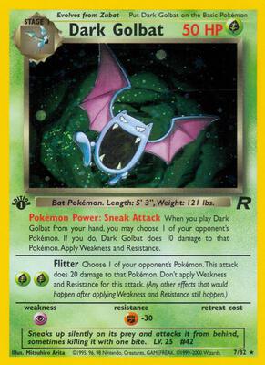 Pokemon,Team Rocket,Dark Golbat (7) - 07/82,1st Edition Holofoil,Holo Rare,Moderately Played