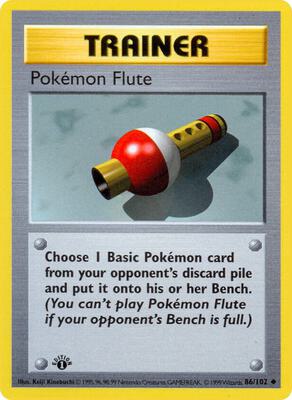 Pokemon,Base Set (Shadowless),Pokemon Flute - 086/102,1st Edition,Uncommon,Moderately Played