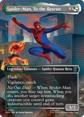 Magic: The Gathering,Marvel Super Heroes,Spider-Man, To the Rescue (Borderless) - 335,Normal,Uncommon,Near Mint