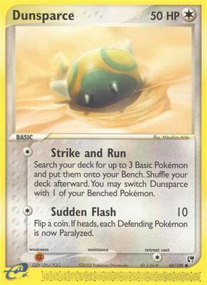 Pokemon,EX Sandstorm,Dunsparce - 60/100,Reverse Holofoil,Common,Heavily Played