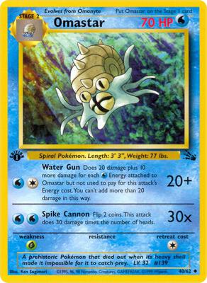 Pokemon,Fossil,Omastar - 40/62,1st Edition,Uncommon,Lightly Played