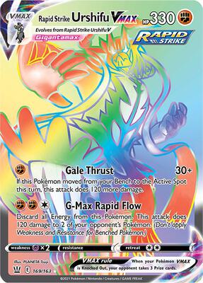 Pokemon,SWSH05: Battle Styles,Rapid Strike Urshifu VMAX (Secret) - 169/163,Holofoil,Secret Rare,Near Mint