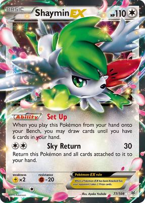 Pokemon,XY - Roaring Skies,Shaymin EX - 77/108,Holofoil,Ultra Rare,Moderately Played