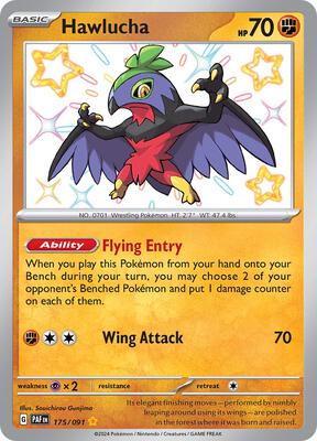 Pokemon,SV: Paldean Fates,Hawlucha - 175/091,Holofoil,Shiny Rare,Near Mint