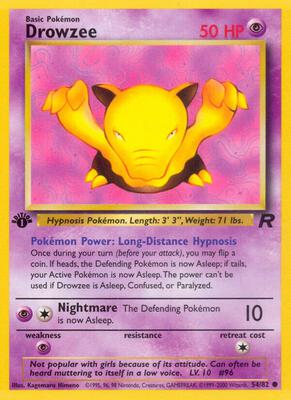Pokemon,Team Rocket,Drowzee - 54/82,1st Edition,Common,Near Mint