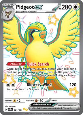 Pokemon,SV: Paldean Fates,Pidgeot ex - 221/091,Holofoil,Shiny Ultra Rare,Lightly Played