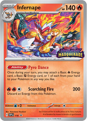 Pokemon,SV: Scarlet & Violet Promo Cards,Infernape - 116,Holofoil,Promo,Lightly Played