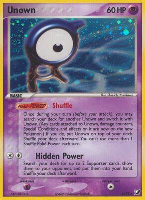 Pokemon,EX Unseen Forces,Unown (A) - A/28,Holofoil,Holo Rare,Moderately Played