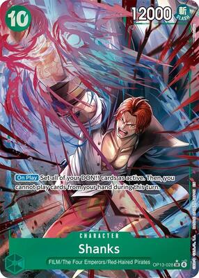 One Piece Card Game,Carrying On His Will,Shanks (028) (Alternate Art) - OP13-028,Foil,Super Rare,Near Mint