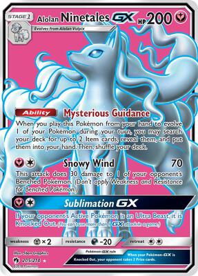 Pokemon,SM - Lost Thunder,Alolan Ninetales GX (Full Art) - 205/214,Holofoil,Ultra Rare,Lightly Played