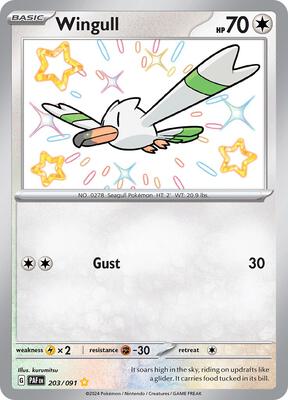 Pokemon,SV: Paldean Fates,Wingull - 203/091,Holofoil,Shiny Rare,Lightly Played