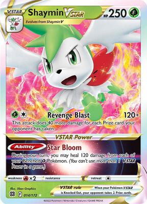 Pokemon,SWSH09: Brilliant Stars,Shaymin VSTAR - 014/172,Holofoil,Ultra Rare,Near Mint