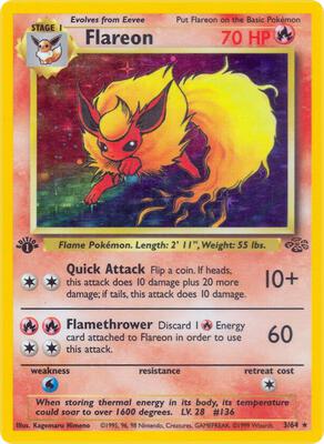 Pokemon,Jungle,Flareon (3) - 03/64,Unlimited Holofoil,Holo Rare,Lightly Played
