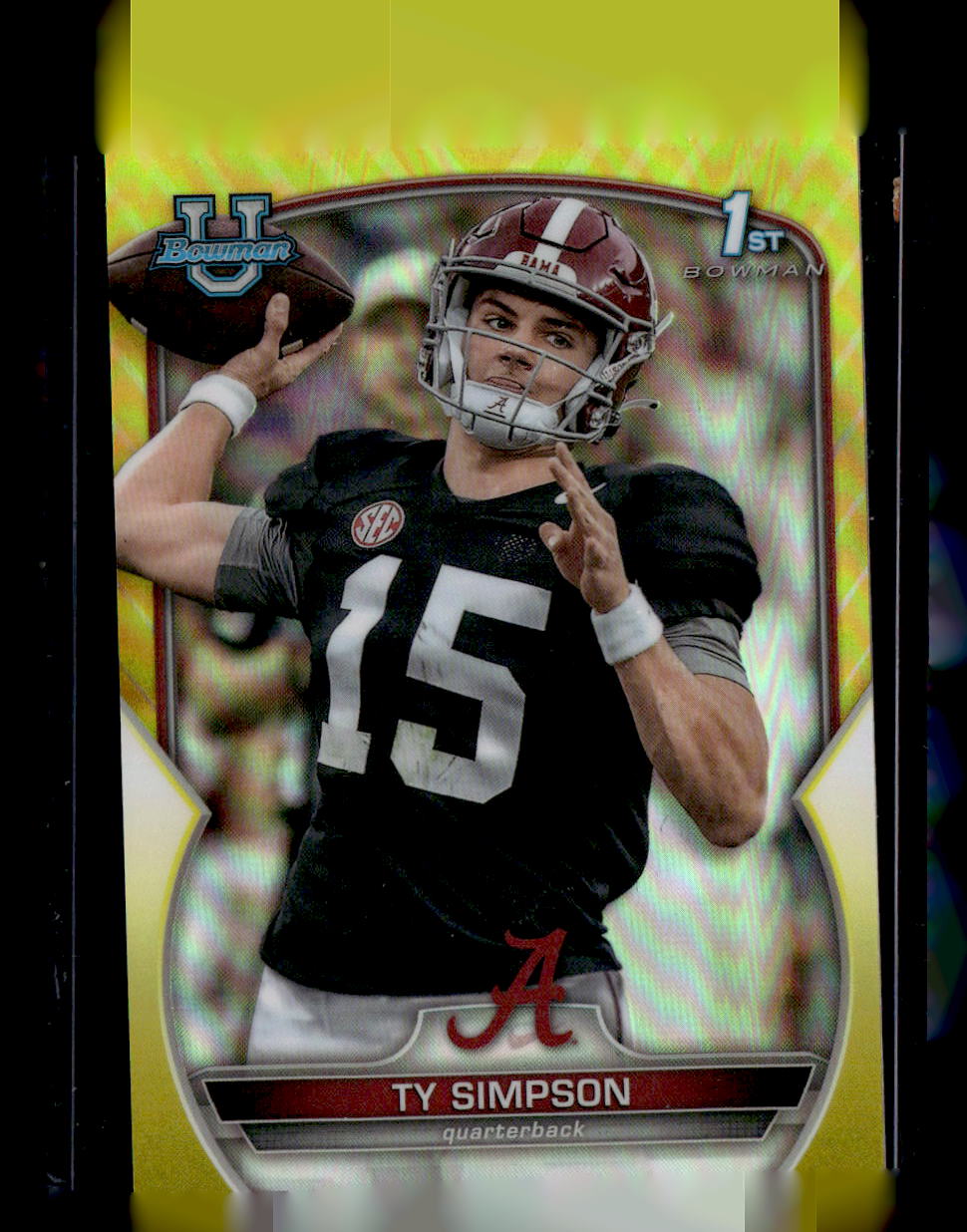 Bowman 2022 Bowman University Chrome,2022 Bowman University Chrome,Ty Simpson - 80,Yellow Refractor