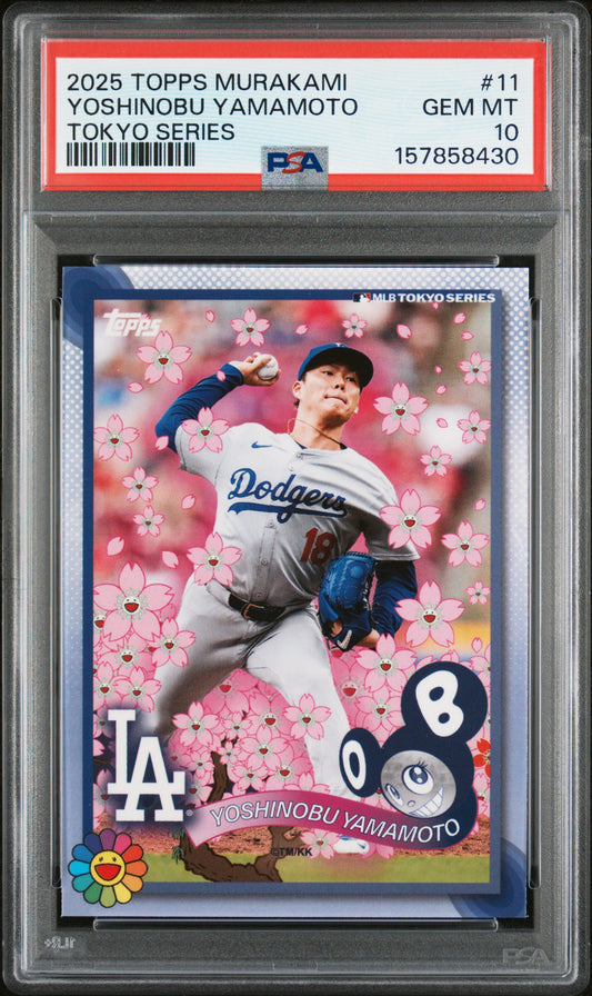 2025 TOPPS TAKASHI MURAKAMI MLB WORLD TOUR TOKYO SERIES YOSHINOBU YAMAMOTO #11 PSA 10