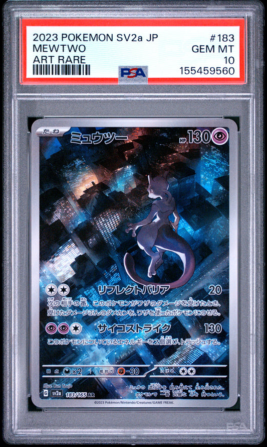 2023 POKEMON JAPANESE SV2a-POKEMON CARD 151 MEWTWO #183 ART RARE PSA 10
