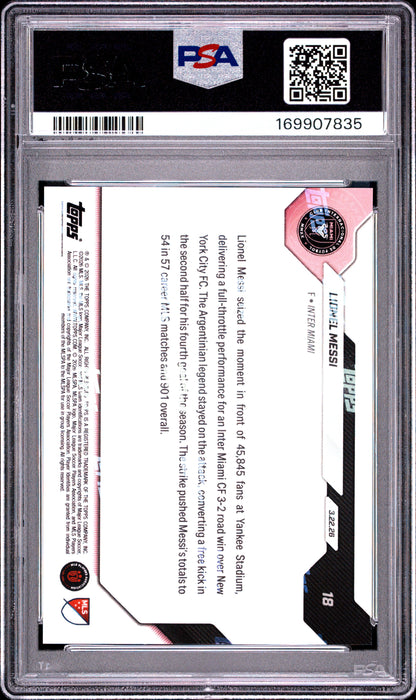 2026 TOPPS NOW MLS LIONEL MESSI #18 PSA 10