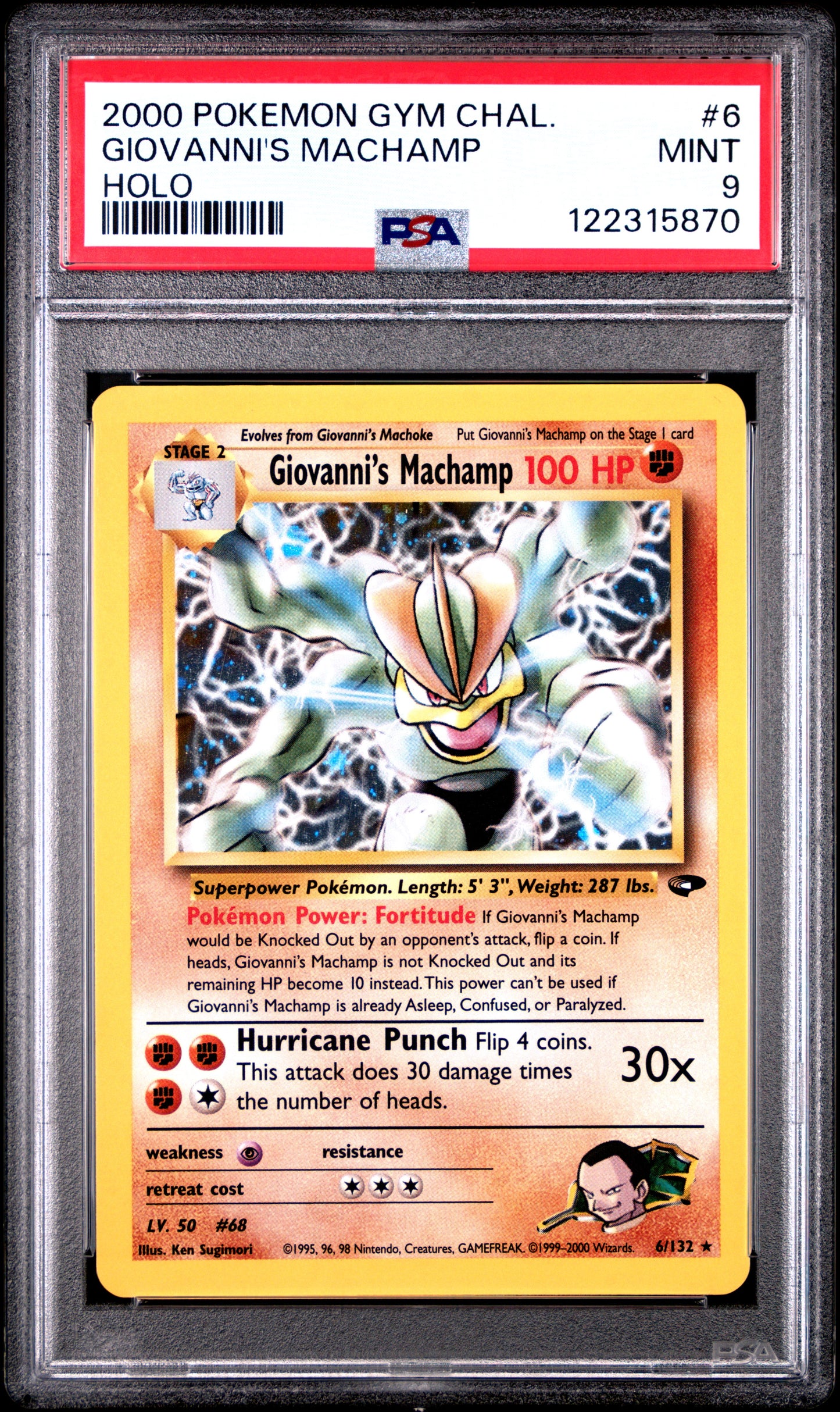 2000 POKEMON GYM CHALLENGE GIOVANNI'S MACHAMP #6 HOLO PSA 9
