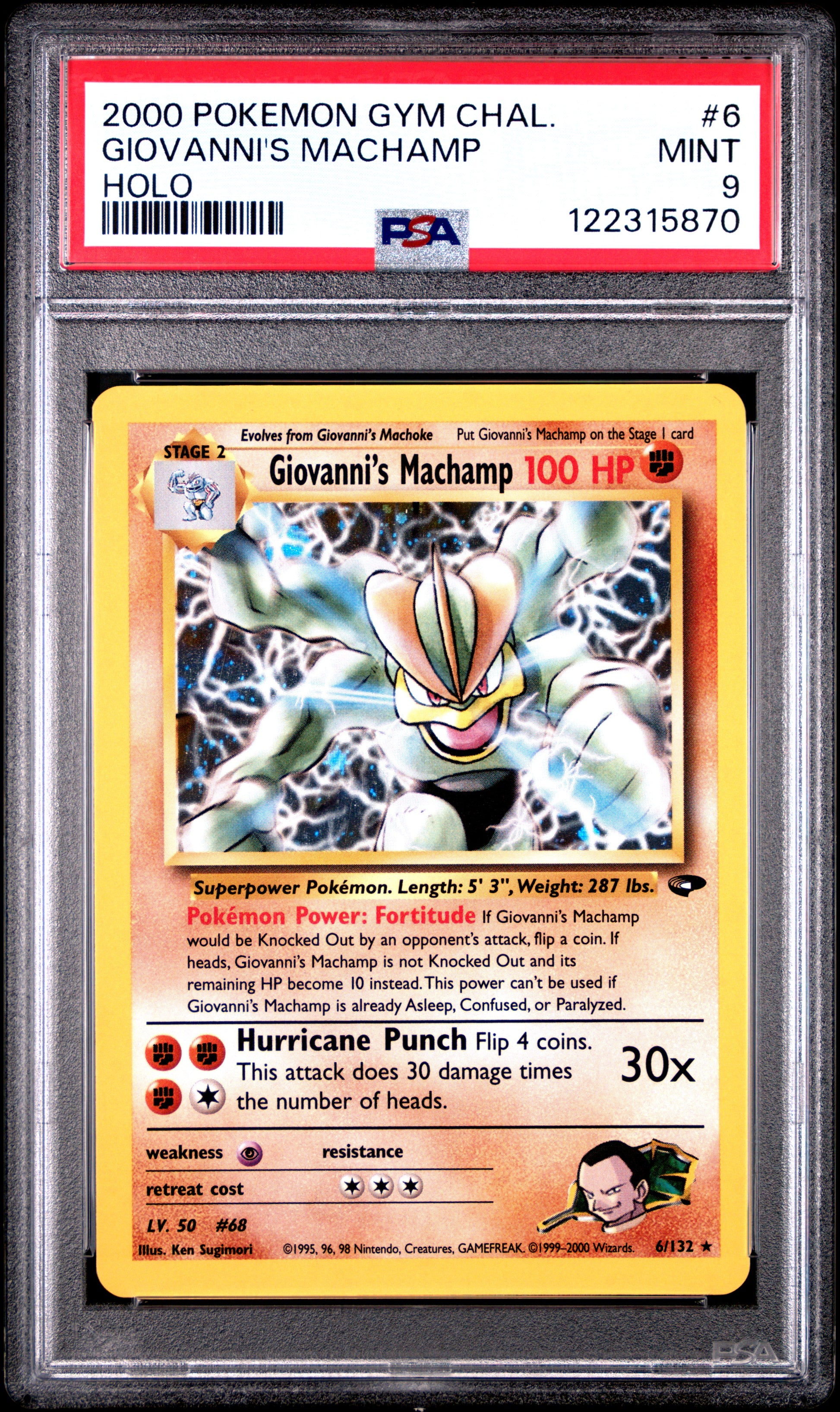 2000 POKEMON GYM CHALLENGE GIOVANNI'S MACHAMP #6 HOLO PSA 9