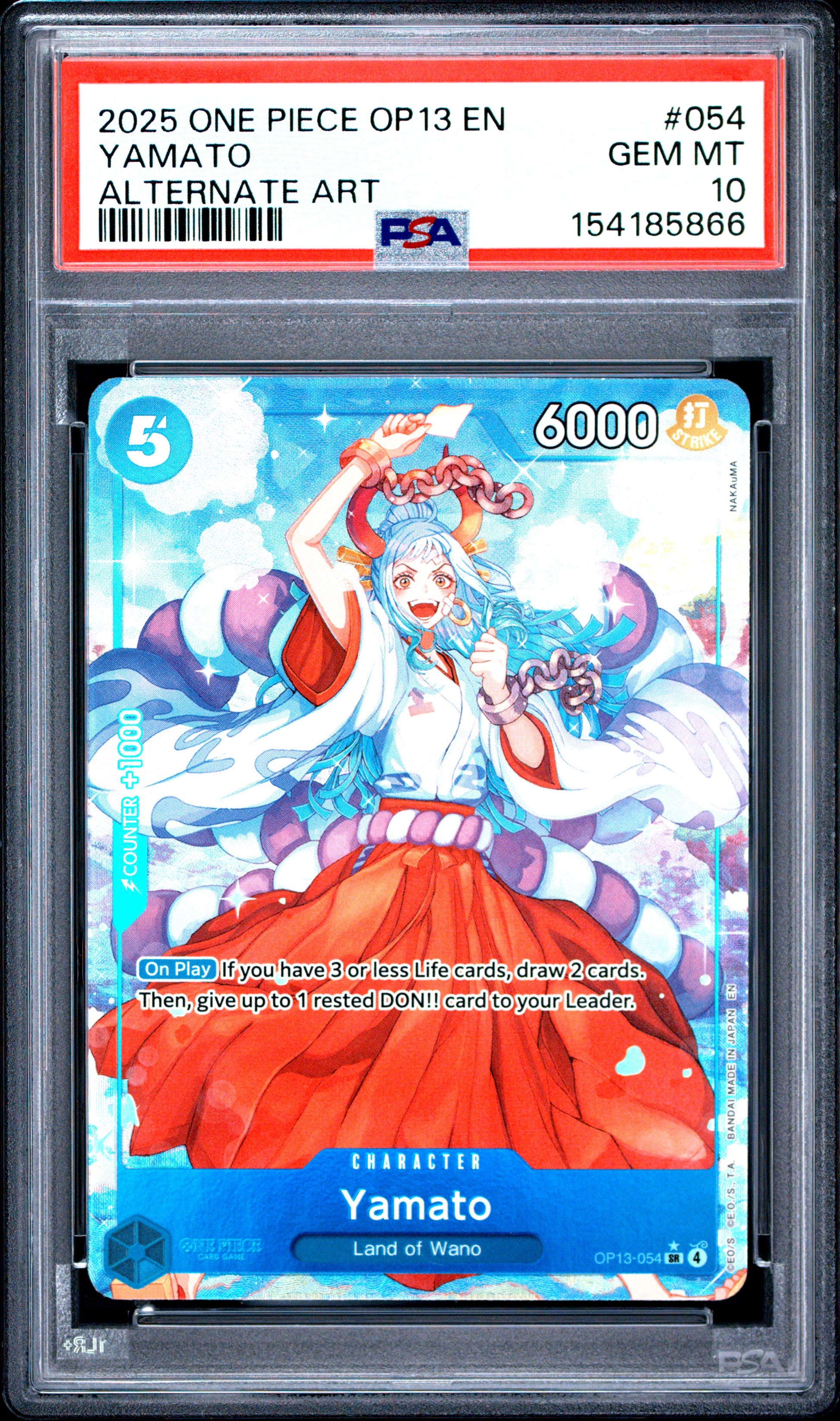 2025 ONE PIECE OP13-CARRYING ON HIS WILL YAMATO #054 ALTERNATE ART PSA 10