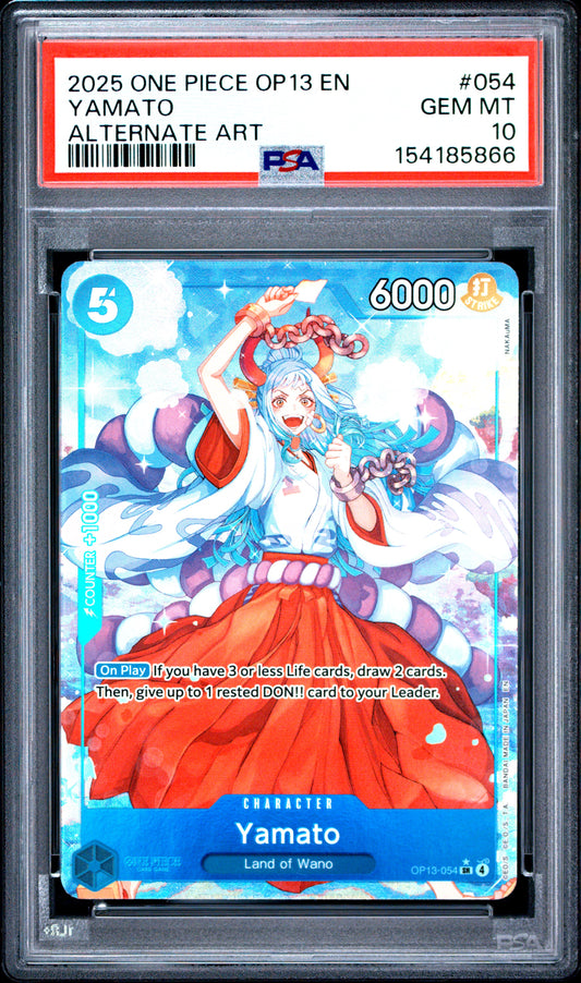 2025 ONE PIECE OP13-CARRYING ON HIS WILL YAMATO #054 ALTERNATE ART PSA 10