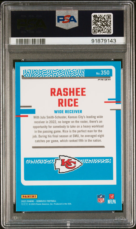 2023 PANINI DONRUSS RASHEE RICE #350 PSA 10 - Image 2