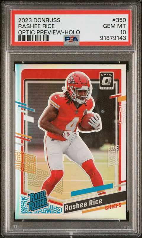 2023 PANINI DONRUSS RASHEE RICE #350 PSA 10 - Image 1