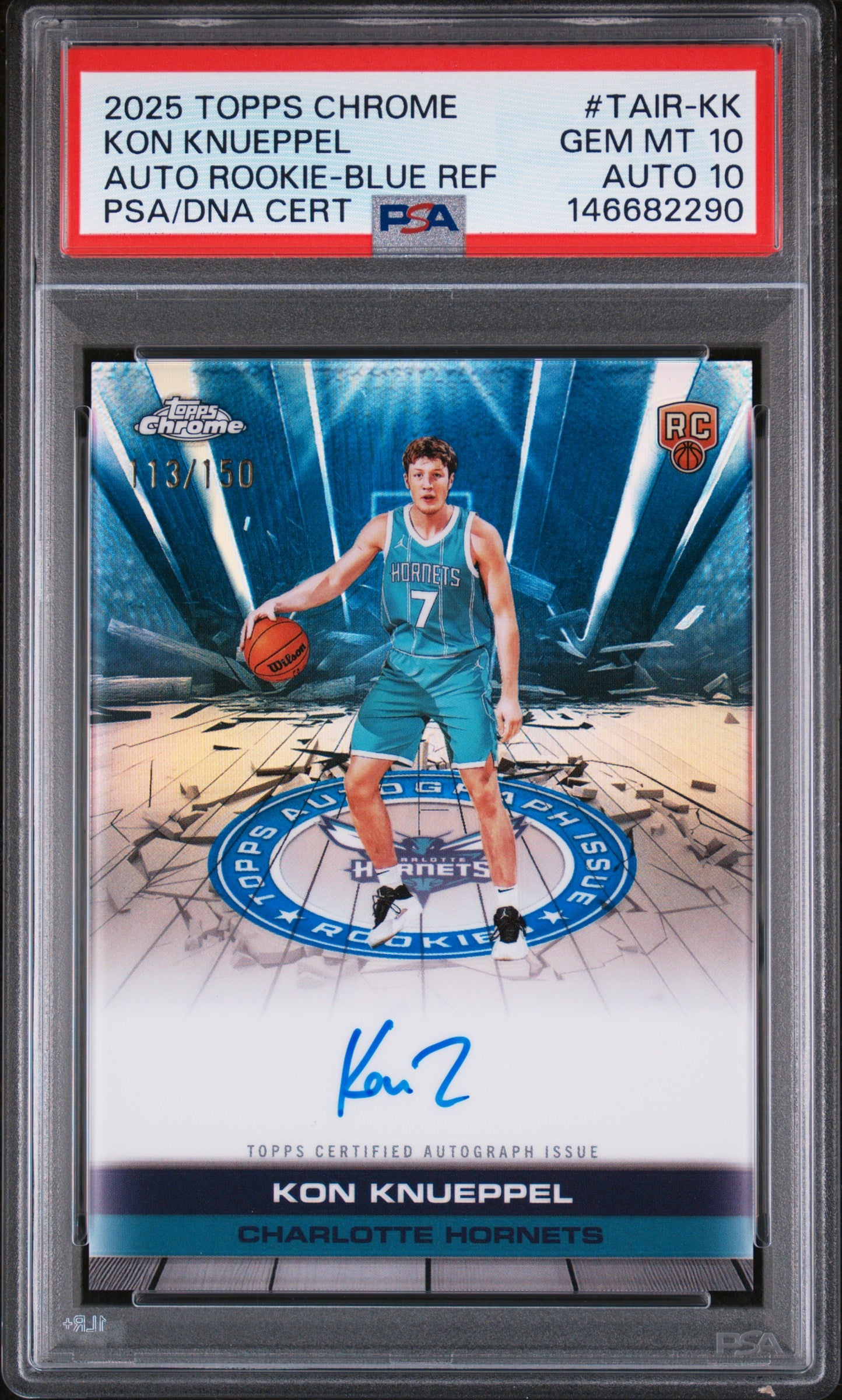 2025 TOPPS CHROME AUTOGRAPH ISSUE ROOKIES KON KNUEPPEL #TAIR-KK AUTO ROOKIE-BLUE REF PSA 10