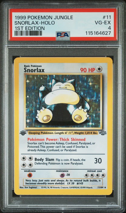 1999 POKEMON JUNGLE SNORLAX-HOLO #11 PSA 4 - Image 1
