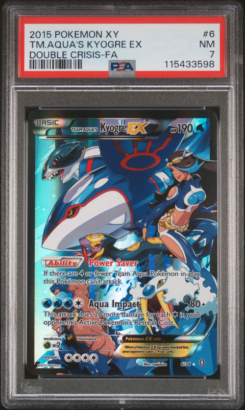 2015 POKEMON XY DOUBLE CRISIS TM.AQUA'S KYOGRE EX #6 PSA 7 - Image 1