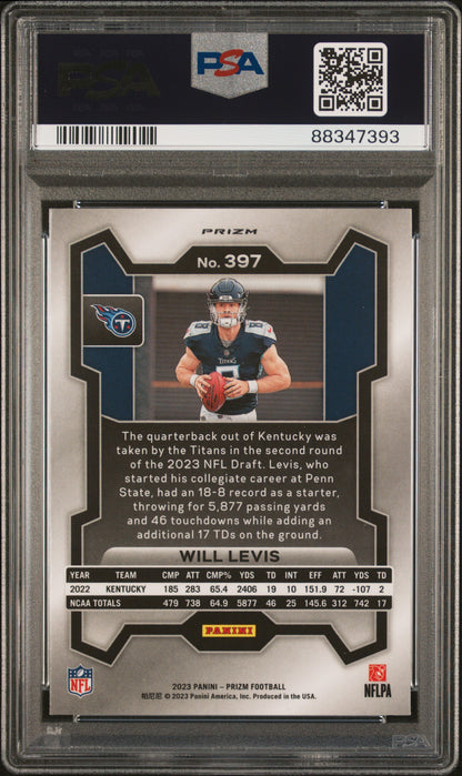 2023 PANINI PRIZM WILL LEVIS #397 NEON GREEN PULSAR PSA 10