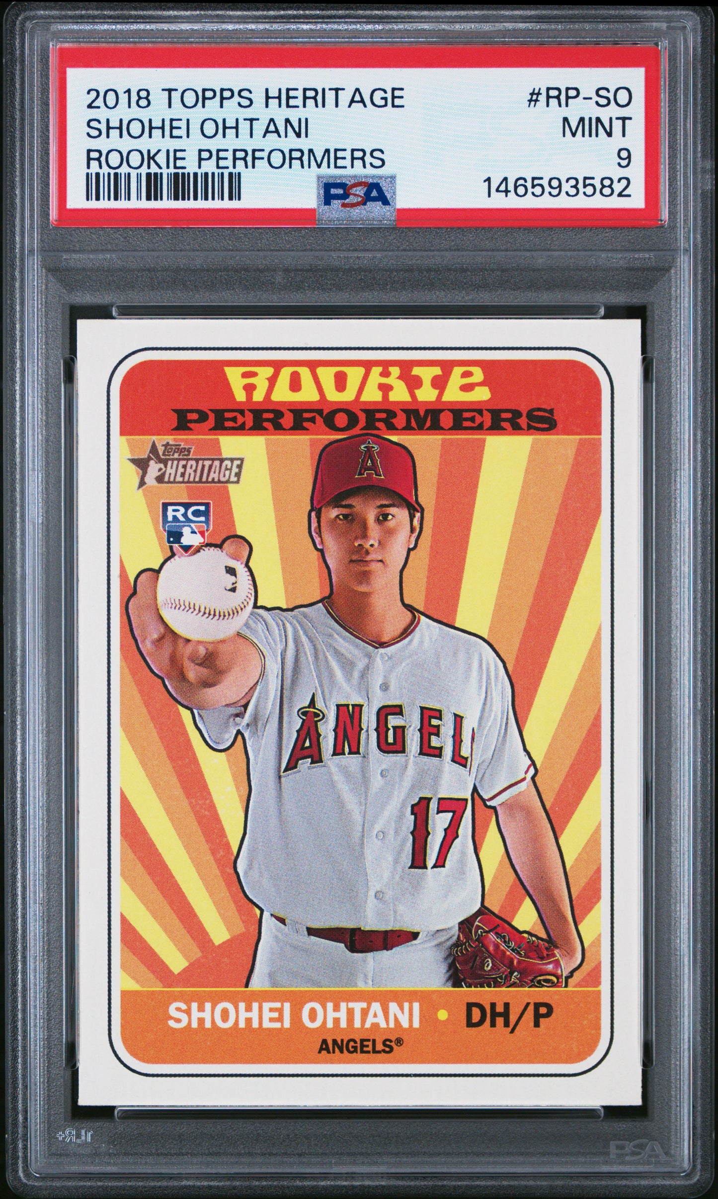 2018 TOPPS HERITAGE ROOKIE PERFORMERS SHOHEI OHTANI #RP-SO ROOKIE PERFORMERS PSA 9