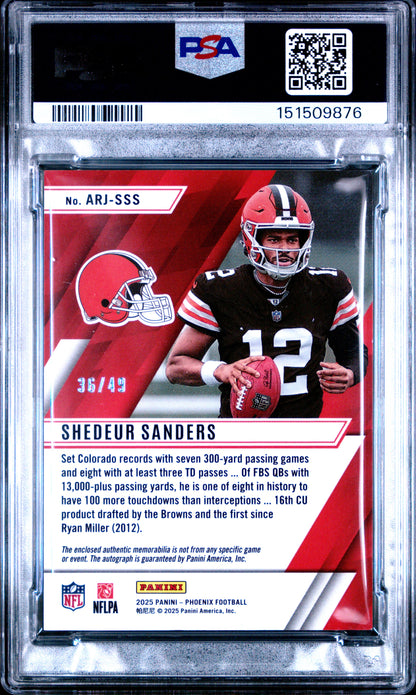2025 PANINI PHOENIX ASCENSION ROOKIE JERSEY AUTOGRAPHS SHEDEUR SANDERS #ARJ-SSS PSA 8
