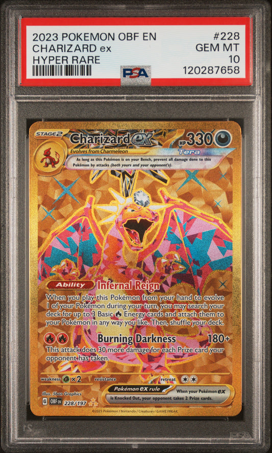 2023 POKEMON OBF EN-OBSIDIAN FLAMES CHARIZARD ex #228 HYPER RARE PSA 10