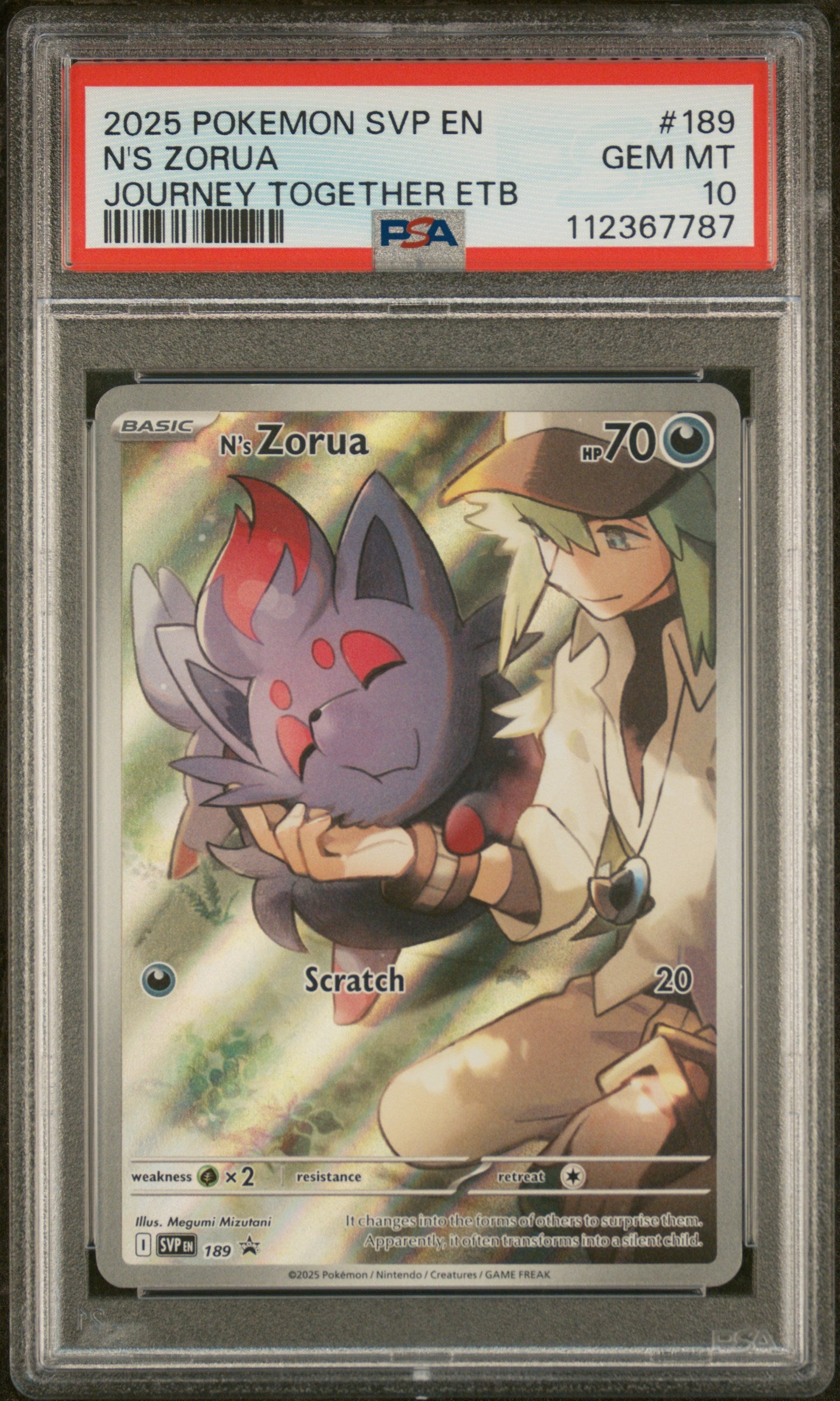2025 POKEMON SVP EN-SV BLACK STAR PROMO N'S ZORUA #189 JOURNEY TOGETHER ETB PSA 10
