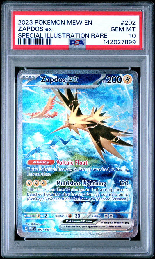 2023 POKEMON MEW EN-151 ZAPDOS ex #202 SPECIAL ILLUSTRATION RARE PSA 10
