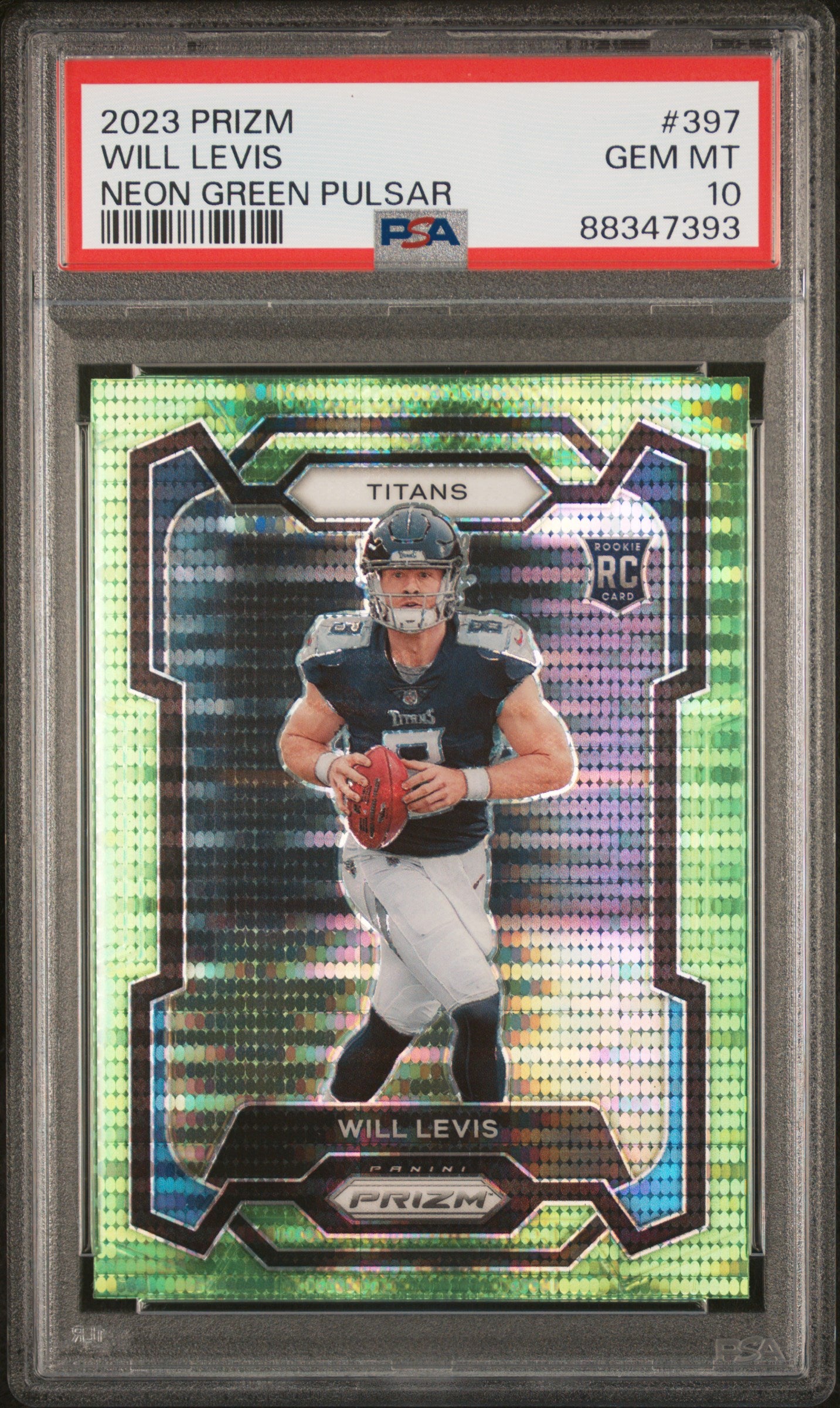 2023 PANINI PRIZM WILL LEVIS #397 NEON GREEN PULSAR PSA 10