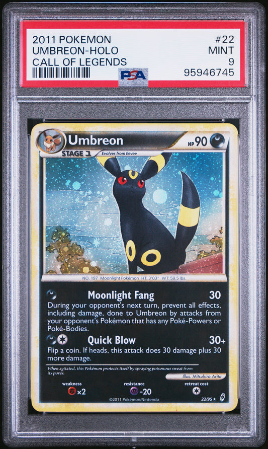 2011 POKEMON CALL OF LEGENDS UMBREON-HOLO #22 CALL OF LEGENDS PSA 9