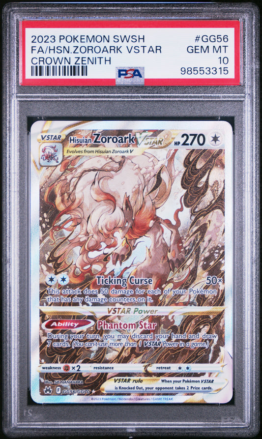 2023 POKEMON SWORD AND SHIELD CROWN ZENITH FA/HSN.ZOROARK VSTAR #GG56 CROWN ZENITH PSA 10