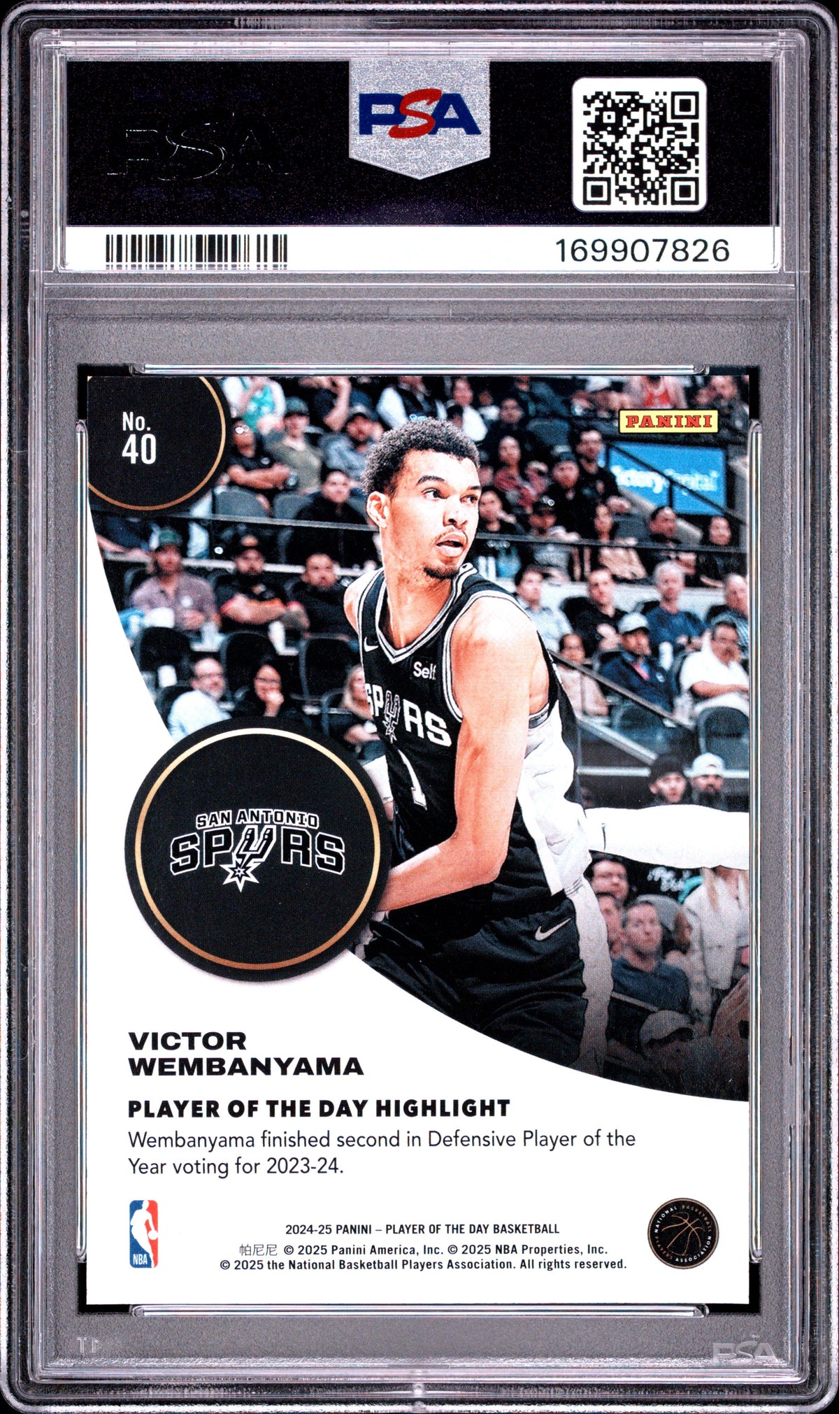 2024 PANINI NBA PLAYER OF THE DAY VICTOR WEMBANYAMA #40 PSA 9