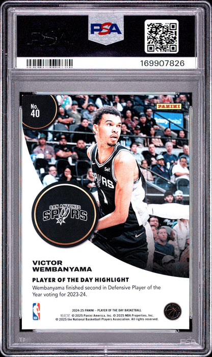 2024 PANINI NBA PLAYER OF THE DAY VICTOR WEMBANYAMA #40 PSA 9