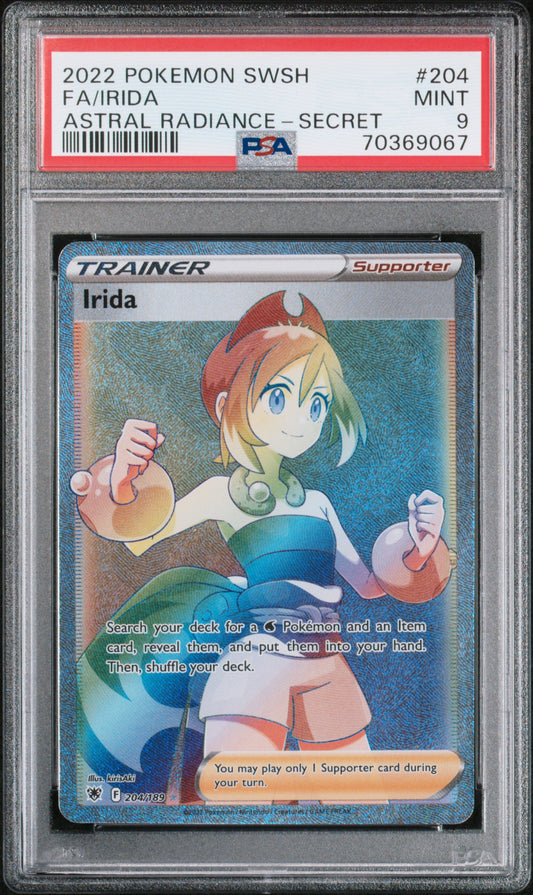 2022 POKEMON SWORD & SHIELD ASTRAL RADIANCE FA/IRIDA #204 ASTRAL RADIANCE-SECRET PSA 9