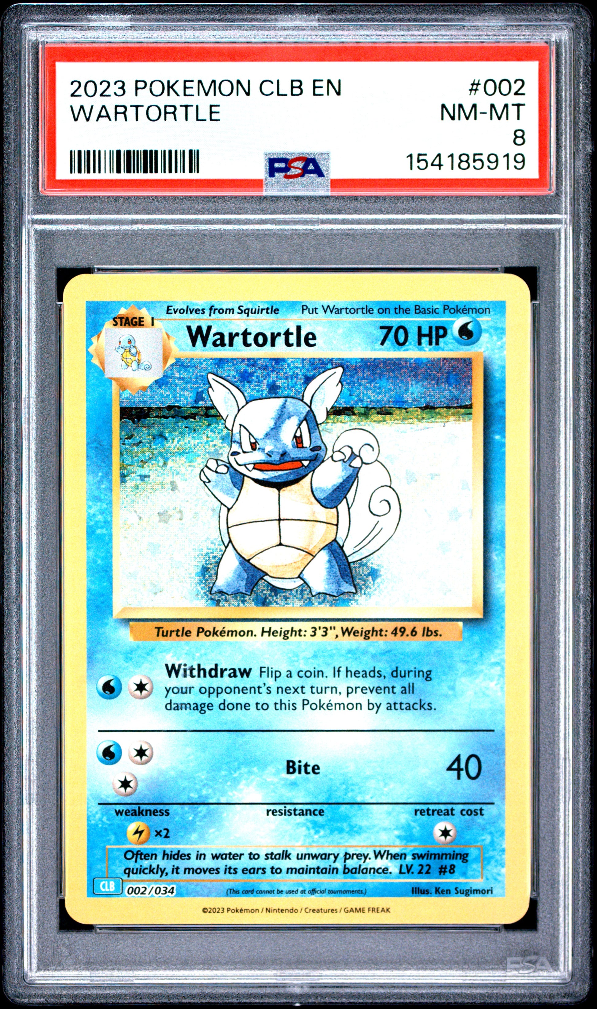 2023 POKEMON CLB-TRADING CARD GAME CLASSIC BLASTOISE & SUICUNE ex DECK WARTORTLE #002 PSA 8