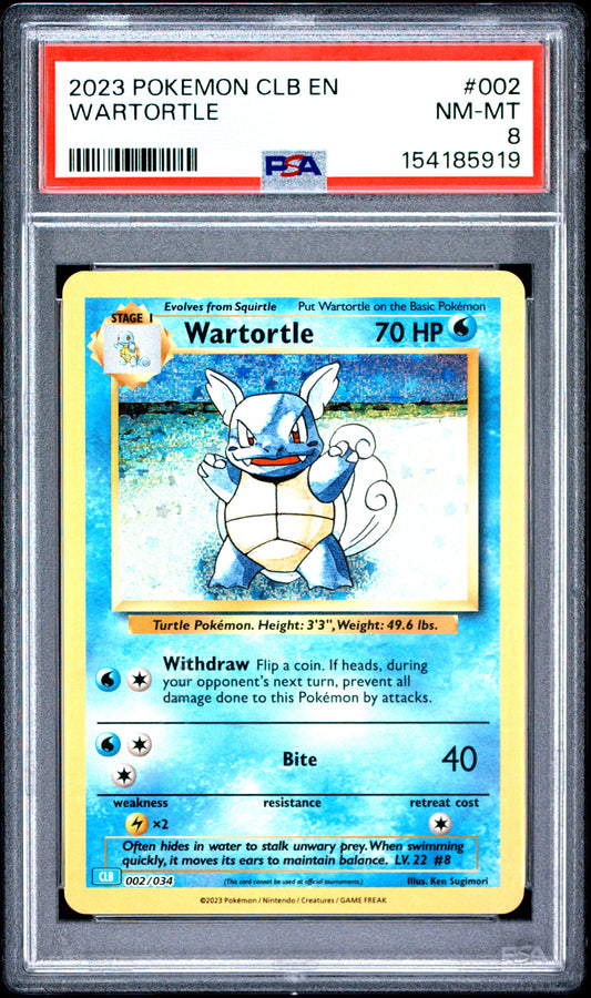 2023 POKEMON CLB-TRADING CARD GAME CLASSIC BLASTOISE & SUICUNE ex DECK WARTORTLE #002 PSA 8