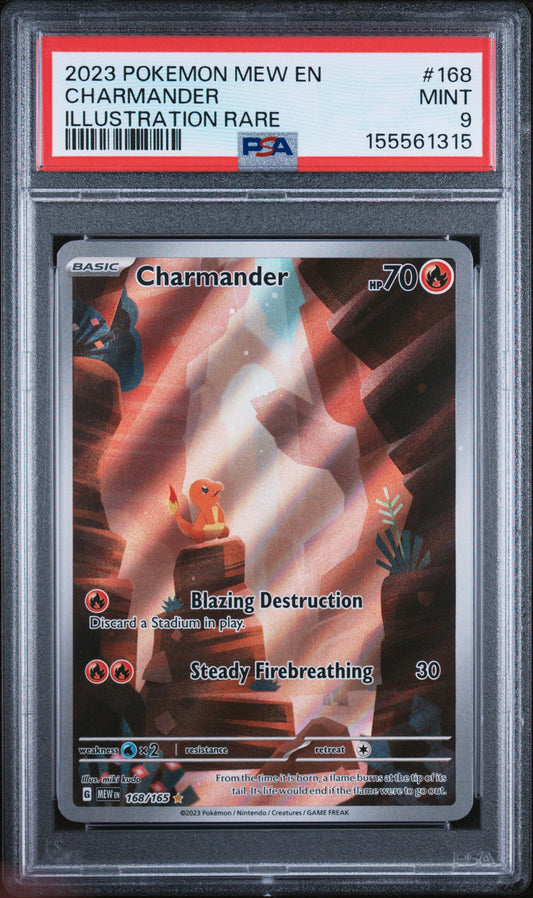 2023 POKEMON MEW EN-151 CHARMANDER #168 ILLUSTRATION RARE PSA 9